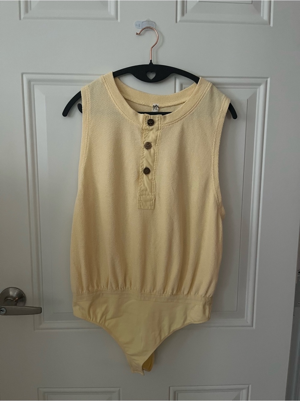 Free People Soft Pale Yellow Sleeveless Knit Kids Bodysuit
